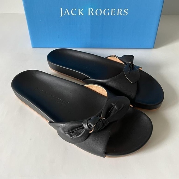 NIB Jack Rogers Dorothy Bow Leather Slide Sandals - Picture 4 of 8